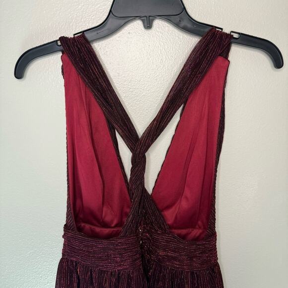 Lulus Ailey Magenta and Black Mini Dress Twist Back Skater Dress Women's Small - Picture 8 of 13